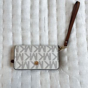 Michael Korean White and Tan/Brown Wallet with God Accents